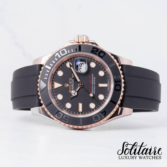 LIKE NEW Rolex Yachtmaster Rosegold Oysterflex 116655